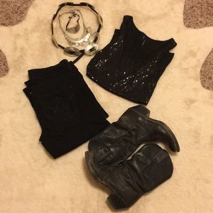 Black Sequin Tank Top